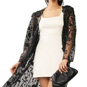 Floral Applique Sheer Duster